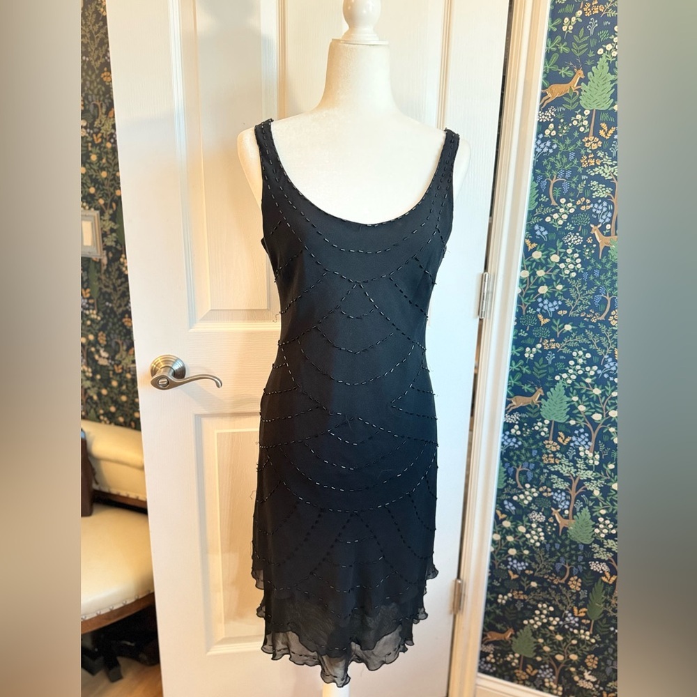 Vintage Jones New York Black Beaded Mini Dress​